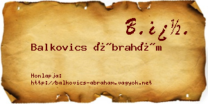 Balkovics Ábrahám névjegykártya